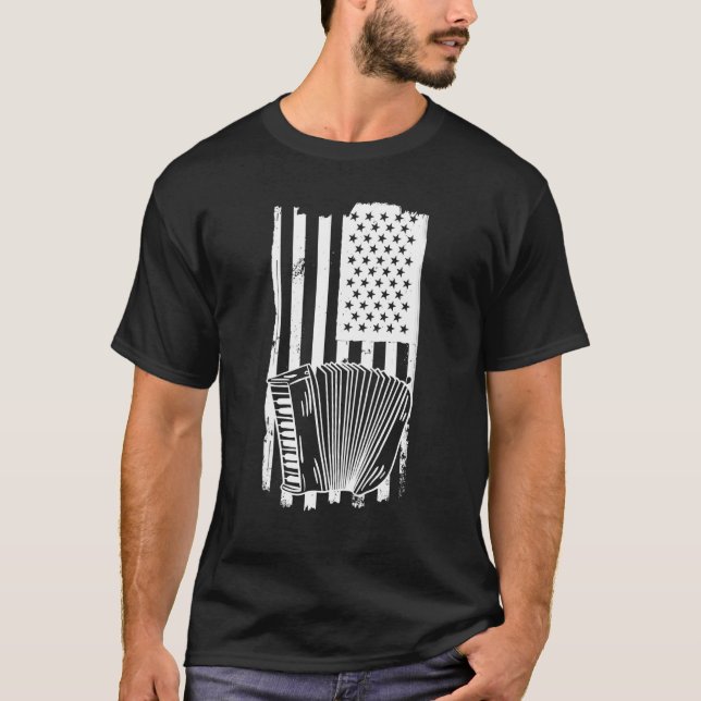 T-shirt Drapeau américain accordéon - Accordéon Accordéoni (Devant)