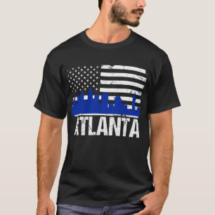 T-shirt Drapeau américain affligé par horizon d'Atlanta 