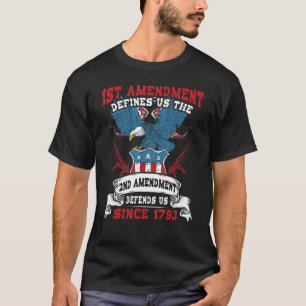 T-shirt Drapeau américain Aigle 2ème Amendement défend nou