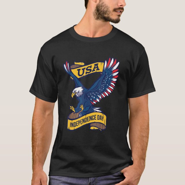 T-shirt Drapeau américain aigle 4e juillet Hommes Femme Me (Devant)