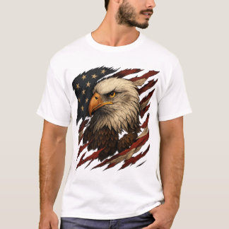T-Shirt Drapeau Américain Aigle Chauve – Patriotiq