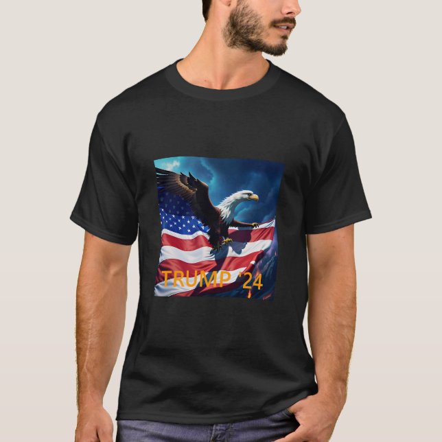 T-shirt Drapeau américain Aigle TRUMP 2024 (Devant)