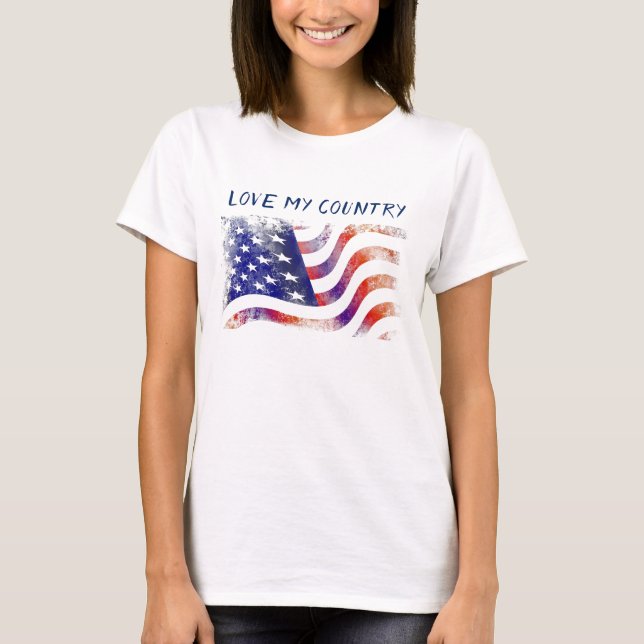 T-shirt Drapeau américain, Aimer mon pays, Patriot (Devant)
