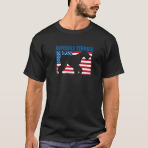 T-shirt Drapeau Américain Airedale Terrier