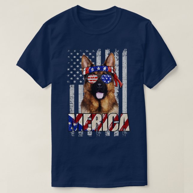 T-shirt Drapeau américain Allemand Berger Patriotique 4e d (Design devant)