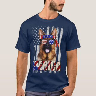 T-shirt Drapeau américain Allemand Berger Patriotique 4e d