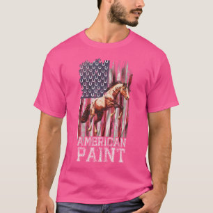 T-shirt Drapeau américain Amateur de cheval de peinture am