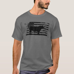 T-shirt Drapeau américain - Amérique Vache Noir Angus Ra
