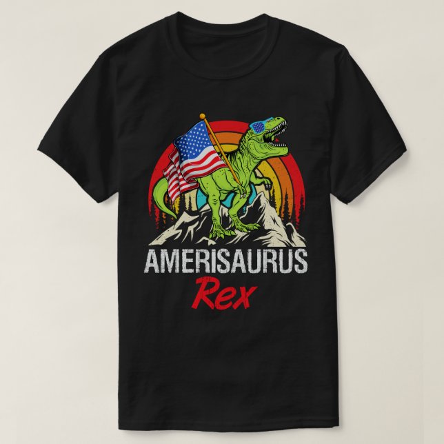 T-shirt Drapeau américain Amerisaurus Rex Dinosaur 4 juill (Design devant)