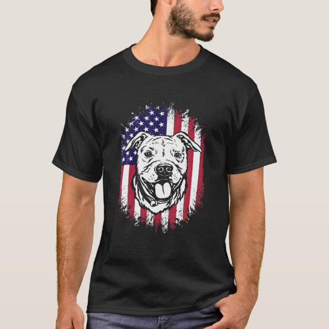 T-shirt Drapeau américain Amstaff American Staffordshire T (Devant)