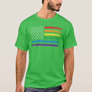 T-shirt Drapeau américain arc-en-ciel LGBT LGBTQ 4 juillet