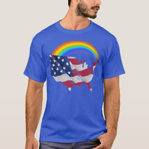 T-shirt Drapeau américain arc-en-ciel LGBTQ du 4 juillet