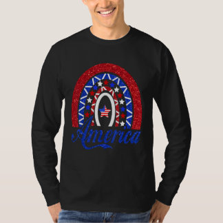 T-shirt Drapeau américain arc-en-ciel patriotique 4 juille