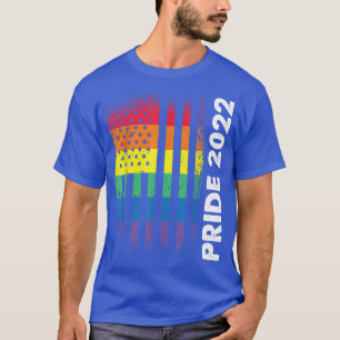 T-shirt Drapeau américain arc-en-ciel USA Gay LGBTQ LGBT F