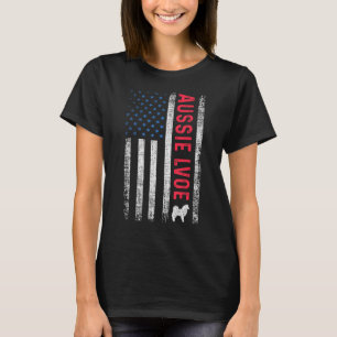 T-shirt Drapeau américain Aussie Love Australian Shepherd
