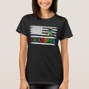 T-shirt Drapeau américain Autisme Grand-mère