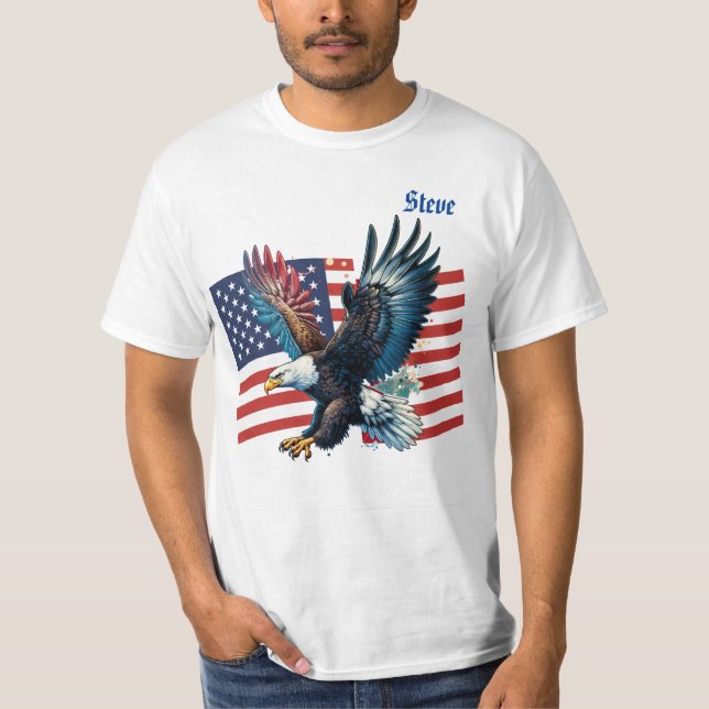 T-shirt Drapeau américain avec American Eagle Men (Devant)