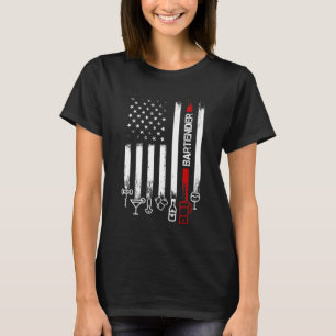 T-shirt Drapeau américain avec barman pour femmes père pou