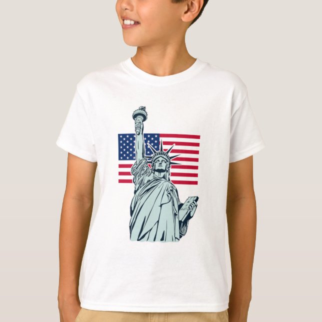 T-shirt Drapeau américain avec Lady Liberty (Devant)
