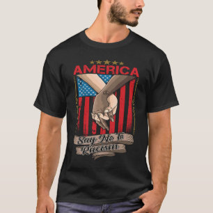 T-shirt Drapeau américain avec main tendue dire non aux ra