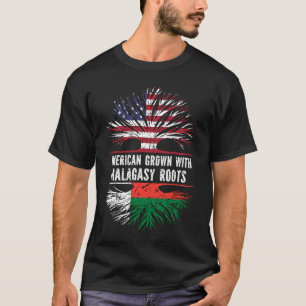 T-shirt Drapeau américain avec racines malgaches USA
