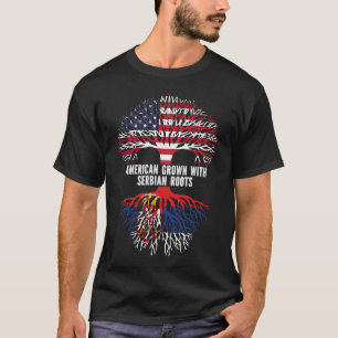 T-shirt Drapeau américain avec racines serbes USA