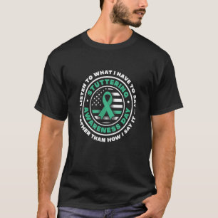 T-shirt Drapeau américain avec rubans vert mer pour stutti