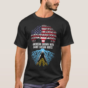 T-shirt Drapeau américain avec Saint Lucian Roots USA