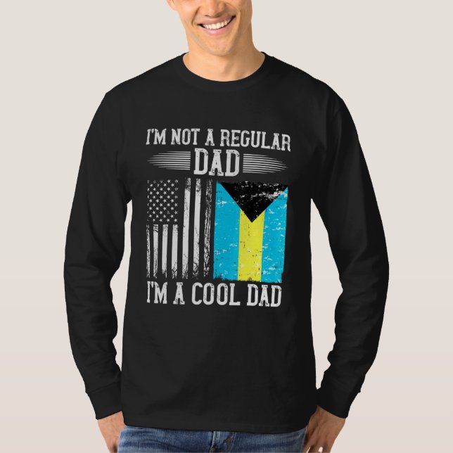 T-shirt Drapeau américain bahaméen Bahamas Racines papa (Devant)