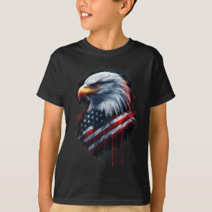 T-shirt Drapeau américain Bald Eagle 4 juillet Encre patri