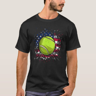 T-shirt Drapeau Américain Ball de Tennis Patriotic Joyeux 