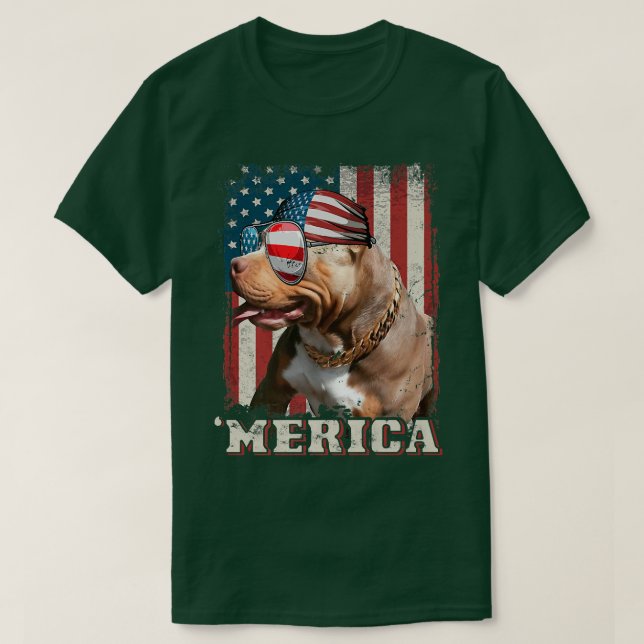 T-shirt Drapeau américain Bandana Pit Bull Dog Lover Pitbu (Design devant)