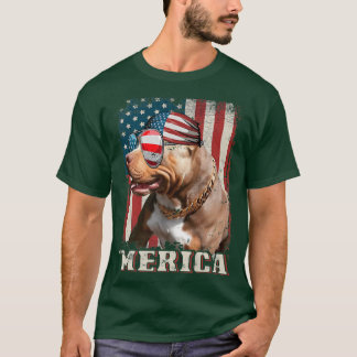 T-shirt Drapeau américain Bandana Pit Bull Dog Lover Pitbu