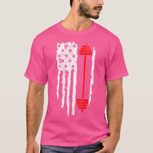 T-shirt Drapeau américain Barbell Powerlifter Bodybuilding