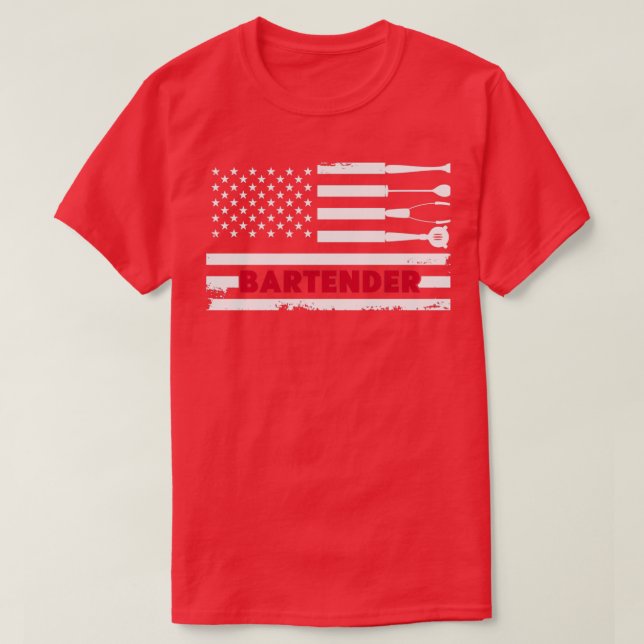 T-shirt Drapeau américain barman 2022 (Design devant)