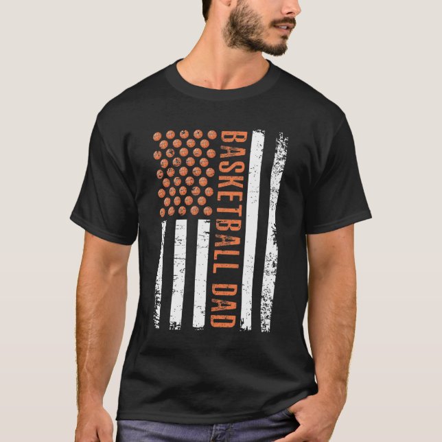 T-shirt Drapeau américain Basket-ball Papa American Sport  (Devant)