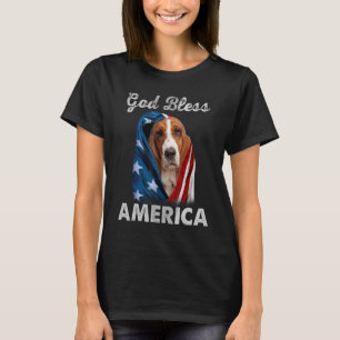 T-shirt Drapeau américain Basset Hound Dog 4 juillet Chien