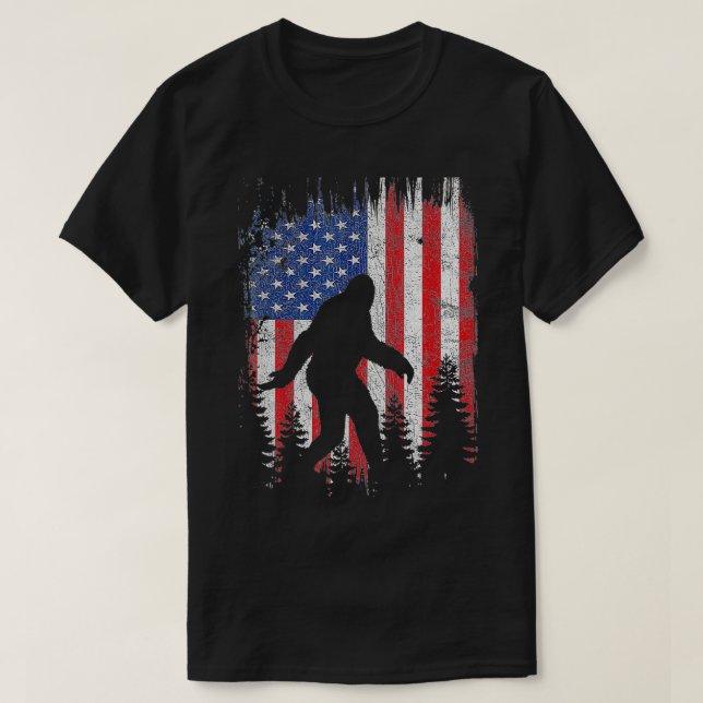 T-shirt Drapeau américain Bigfoot 4 juillet patriotique (Design devant)