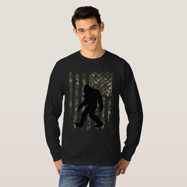 T-shirt Drapeau américain Bigfoot Camouflé Patriotique (Devant entier)