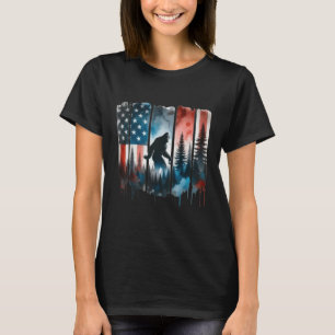 T-shirt Drapeau Américain Bigfoot Sasquatch Patriotique 4è
