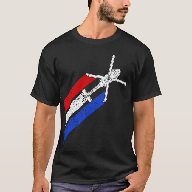T-shirt Drapeau américain Blackhawk Hélicoptère militaire  (Devant)