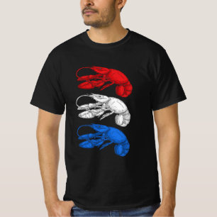 T-shirt Drapeau américain Bleu Blanc Rouge Cool Homards 4e