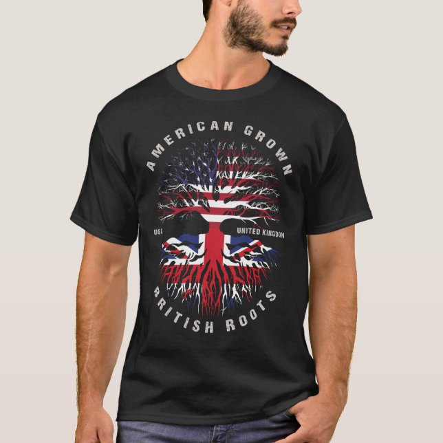 T-shirt Drapeau américain britannique à la racine (Devant)