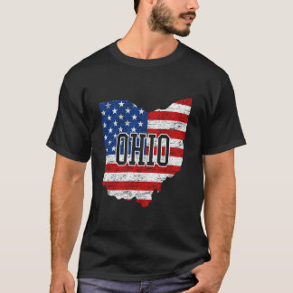 T-shirt Drapeau américain Buckeye Ohio État d'origine Cart