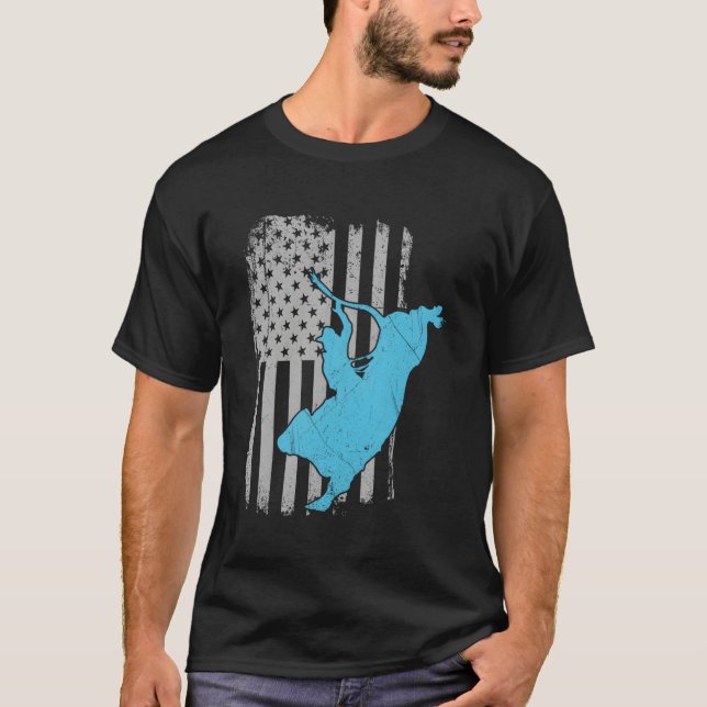 T-shirt Drapeau américain Bull Riding (Devant)