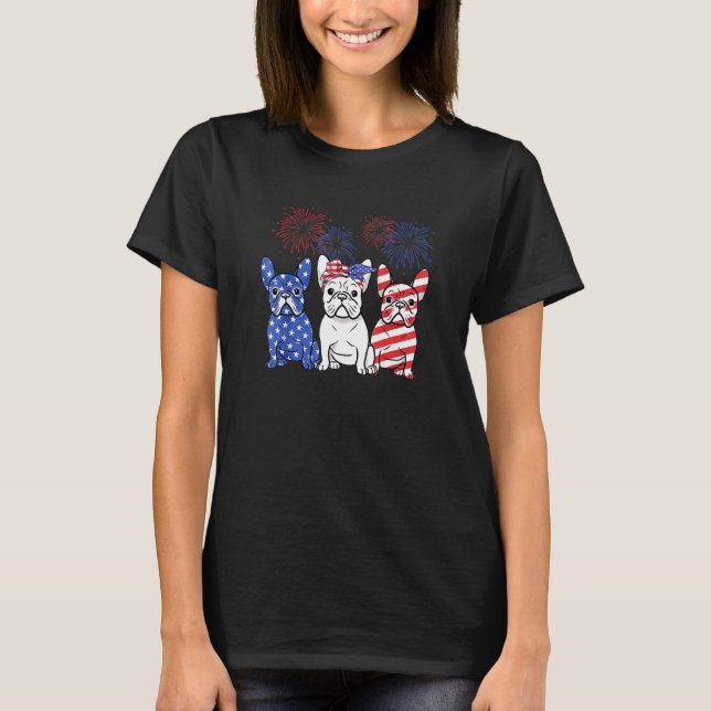 T-shirt Drapeau américain Bulldog 4 juillet patriotique (Devant)