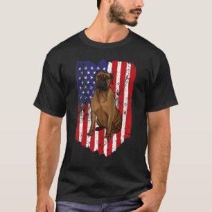 T-shirt Drapeau américain Bullmastiff 4 juillet États-Unis