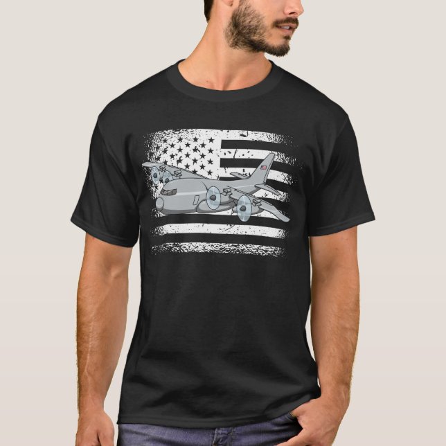 T-shirt Drapeau américain C130 Hercules (Devant)