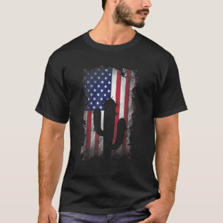 T-shirt Drapeau américain cactus en détresse vintage USA p