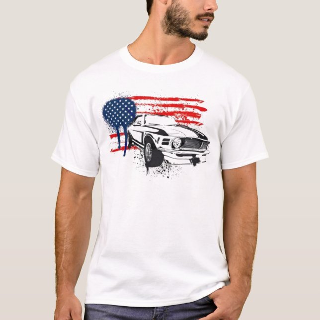 T-shirt Drapeau américain Camaro des Etats-Unis de muscle… (Devant)